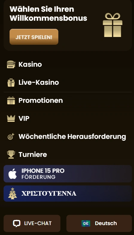 Goldspin Casino Mobiles Menü